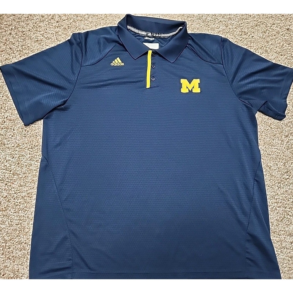 Adidas Michigan Wolverines Polo Shirt Blue Climalite 2XL 1883A 2013 Mens